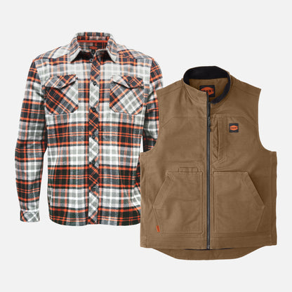 The Clark Heavyweight Flannel Shirt & D'Angelo Utility Vest Pack
