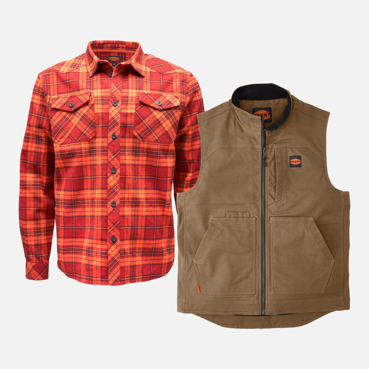 The Clark Heavyweight Flannel Shirt & D'Angelo Utility Vest Pack