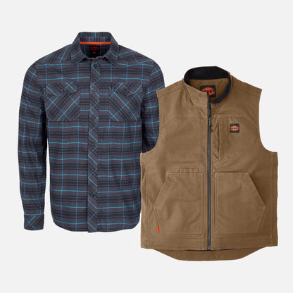 The Clark Flannel Shirt & D'Angelo Utility Vest Pack