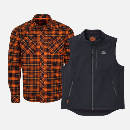 The Clark Flannel Shirt & Wright Tech Vest Pack